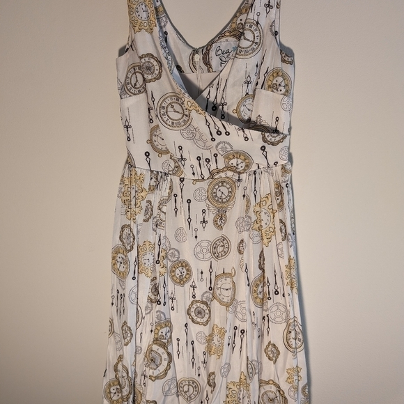 Bea & Dot by Modcloth Time Is Of The Elegance Clock Watch Print Dress XS - Picture 6 of 8
